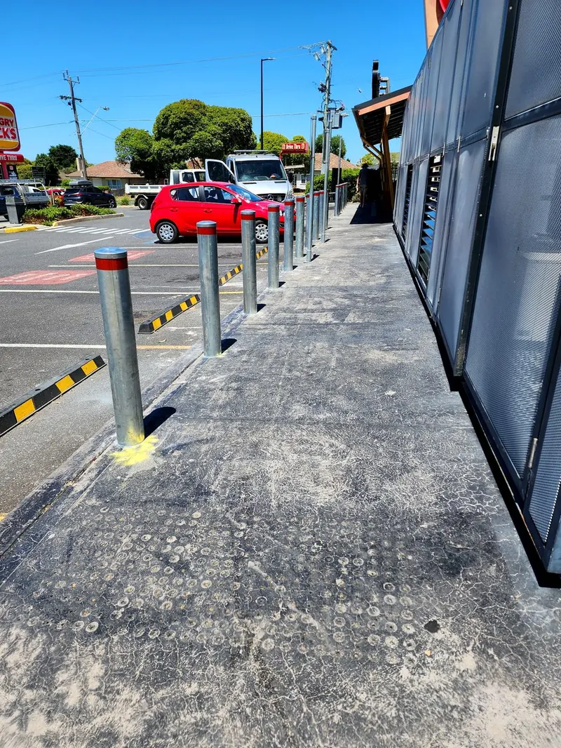 Stainless steel bollards — commercial precinct