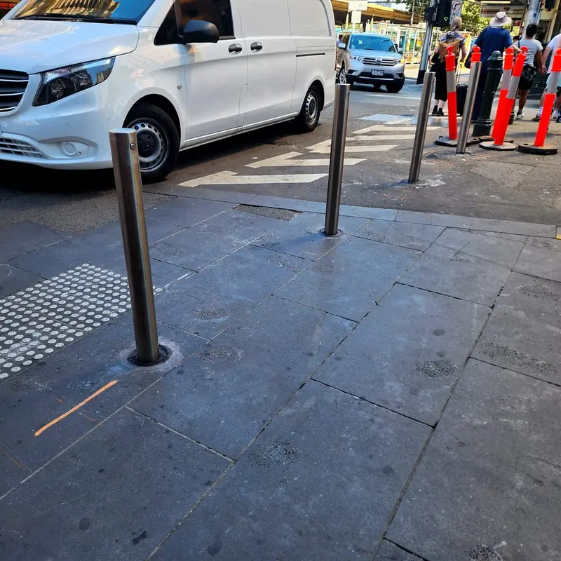 Stainless steel bollards — Melbourne CBD